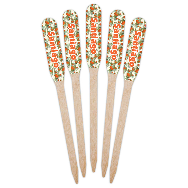 Pumpkins Wooden Food Pick - Paddle - Fan View