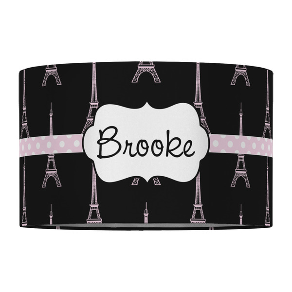 Black Eiffel Tower 12" Drum Lampshade - FRONT (Fabric)