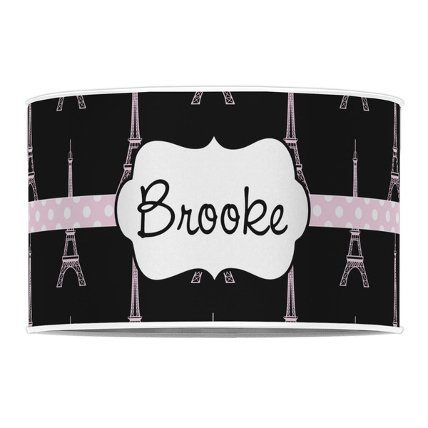 Black Eiffel Tower 12" Drum Lampshade - FRONT (Poly Film)