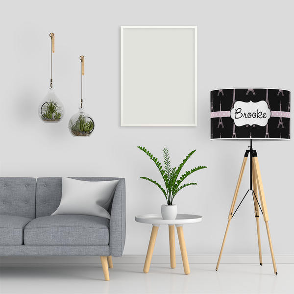 Black Eiffel Tower 12" Drum Lampshade - LIFESTYLE