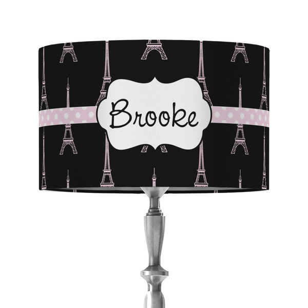 Custom Black Eiffel Tower 12" Drum Lamp Shade - Fabric (Personalized)