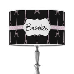 Black Eiffel Tower 12" Drum Lamp Shade - Poly-film (Personalized)