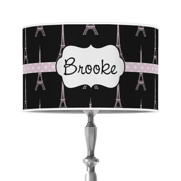 Custom Black Eiffel Tower 12" Drum Lamp Shade - Poly-film (Personalized)