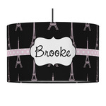 Black Eiffel Tower 12" Drum Pendant Lamp - Fabric (Personalized)