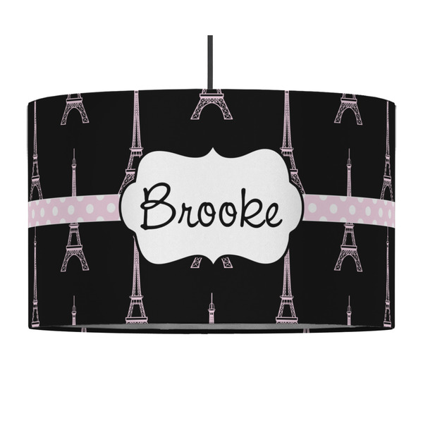 Black Eiffel Tower 12" Drum Lampshade - PENDANT (Fabric)