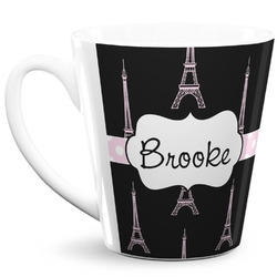 Black Eiffel Tower 12 Oz Latte Mug (Personalized)