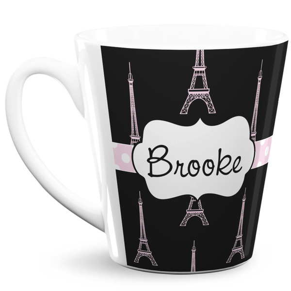 Custom Black Eiffel Tower 12 Oz Latte Mug (Personalized)