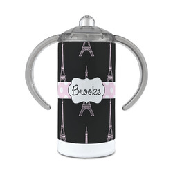 Black Eiffel Tower 12 oz Stainless Steel Sippy Cup (Personalized)