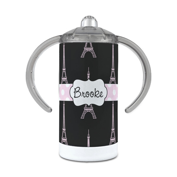 Custom Black Eiffel Tower 12 oz Stainless Steel Sippy Cup (Personalized)