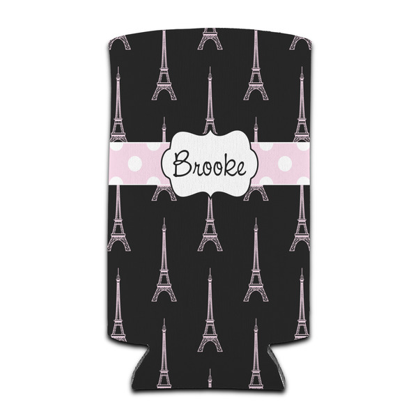 Custom Black Eiffel Tower Can Cooler (tall 12 oz) (Personalized)