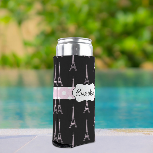 Black Eiffel Tower Can Cooler - Tall 12oz - In Context