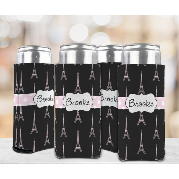 Black Eiffel Tower 12oz Tall Can Sleeve - Set of 4 - LIFESTYLE
