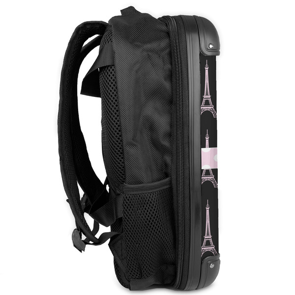 Black Eiffel Tower 13" Hard Shell Backpacks - Side View