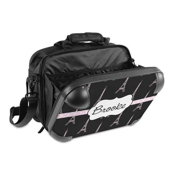 Black Eiffel Tower 15" Hard Shell Briefcase - Open