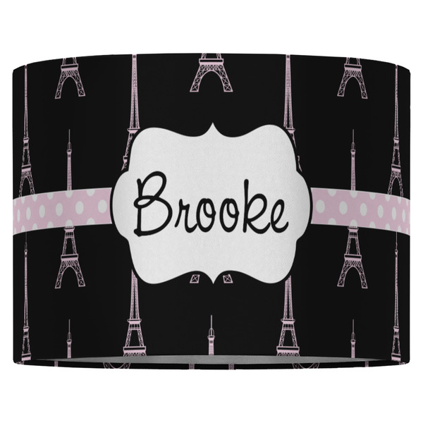 Black Eiffel Tower 16" Drum Lampshade - FRONT (Fabric)