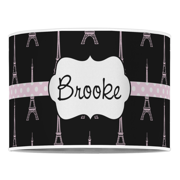 Black Eiffel Tower 16" Drum Lampshade - FRONT (Poly Film)