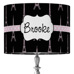 Black Eiffel Tower 16" Drum Lamp Shade - Fabric (Personalized)