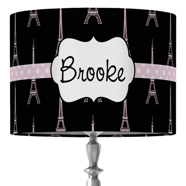 Custom Black Eiffel Tower 16" Drum Lamp Shade - Fabric (Personalized)