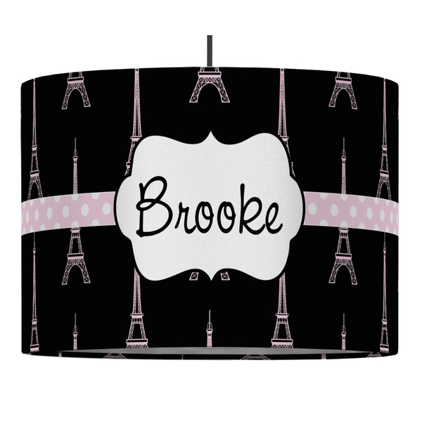Custom Black Eiffel Tower Drum Pendant Lamp (Personalized)