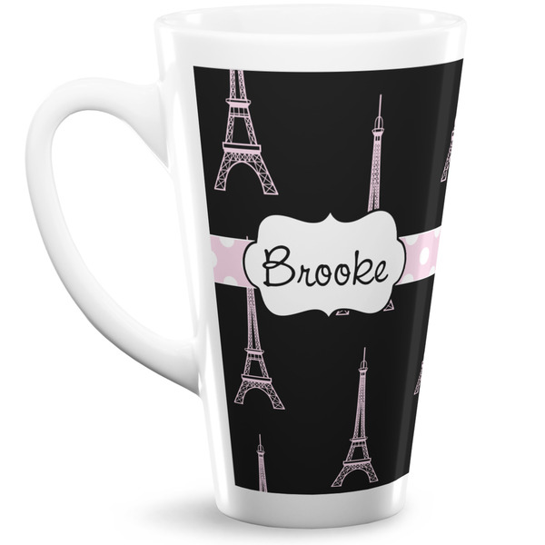 Custom Black Eiffel Tower 16 Oz Latte Mug (Personalized)