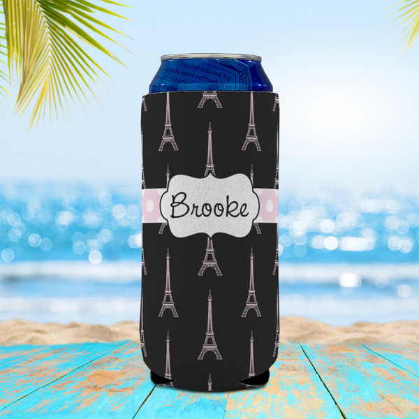Black Eiffel Tower 16oz Can Sleeve - LIFESTYLE