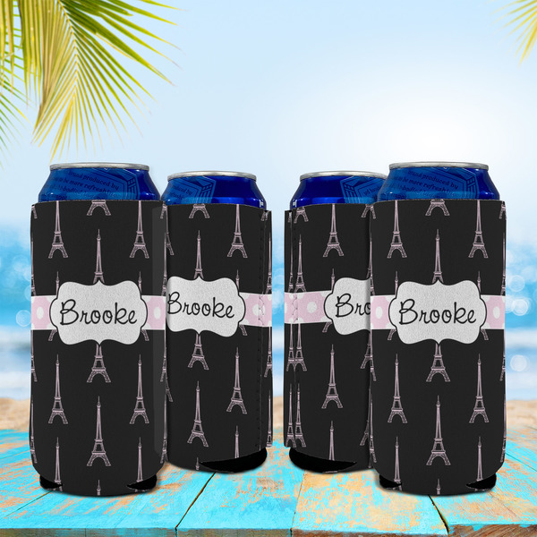 Black Eiffel Tower 16oz Can Sleeve - Set of 4 - LIFESTYLE