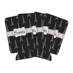 Black Eiffel Tower Can Cooler (16 oz) - Set of 4 (Personalized)