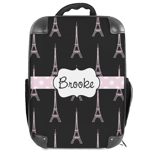 Custom Black Eiffel Tower Hard Shell Backpack (Personalized)