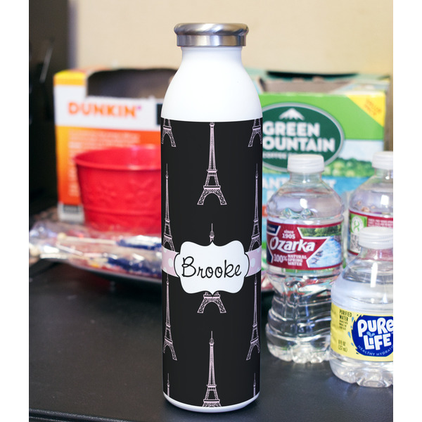 Black Eiffel Tower 20oz Water Bottles - Full Print - In Context