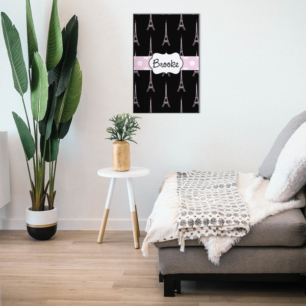 Black Eiffel Tower 20x30 Wood Print - In Context