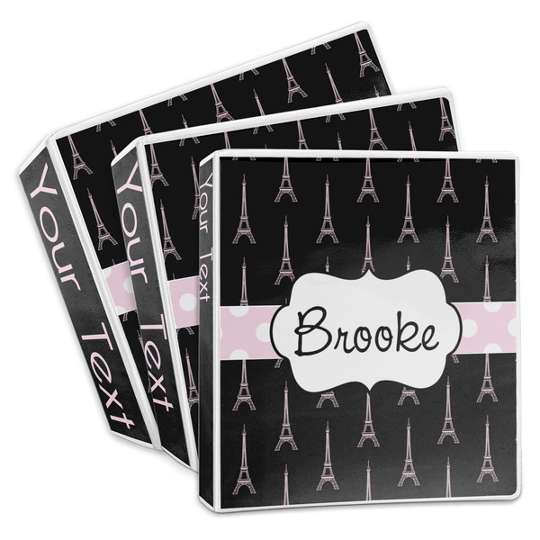 Custom Black Eiffel Tower 3-Ring Binder (Personalized)