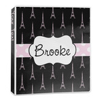Black Eiffel Tower 3-Ring Binder - 1 inch (Personalized)