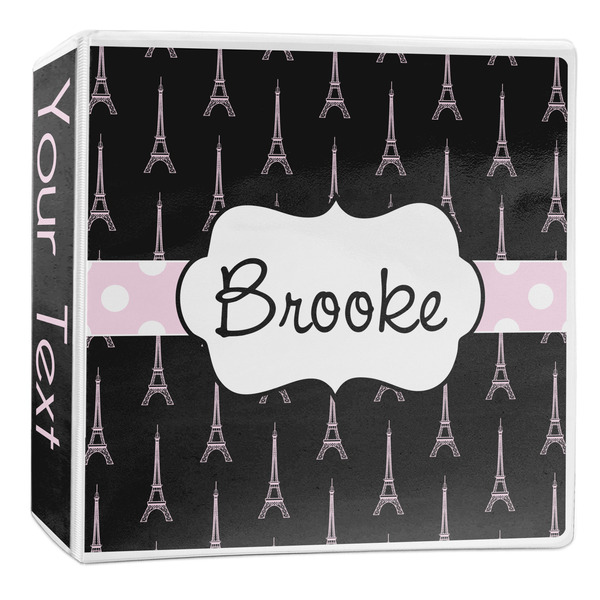 Custom Black Eiffel Tower 3-Ring Binder - 2 inch (Personalized)
