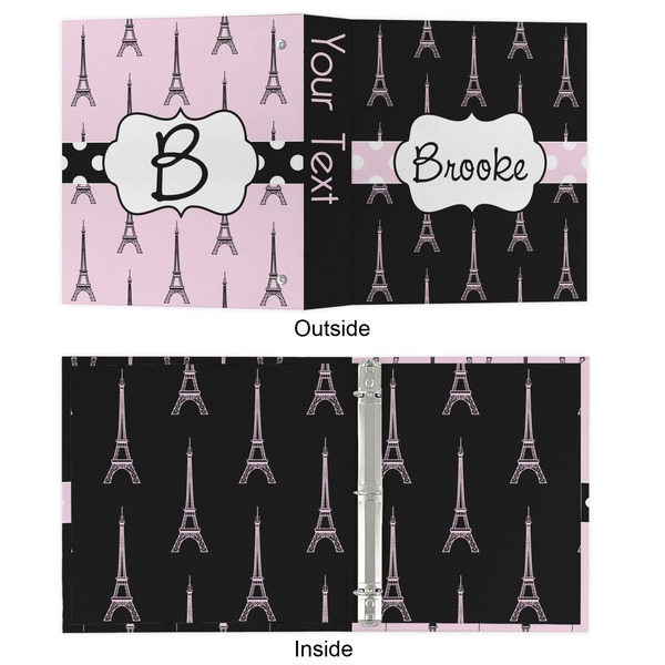 Black Eiffel Tower 3 Ring Binders - Full Wrap - 1" - APPROVAL