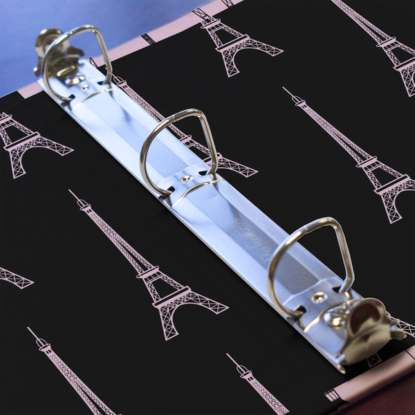 Black Eiffel Tower 3 Ring Binders - Full Wrap - 1" - DETAIL