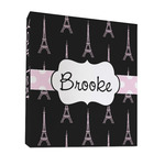 Black Eiffel Tower 3 Ring Binder - Full Wrap - 1" (Personalized)