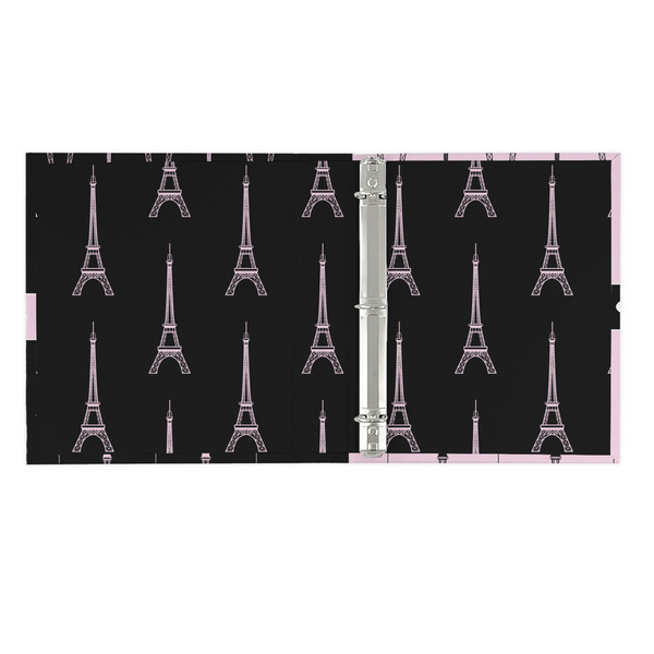 Black Eiffel Tower 3 Ring Binders - Full Wrap - 1" - OPEN INSIDE