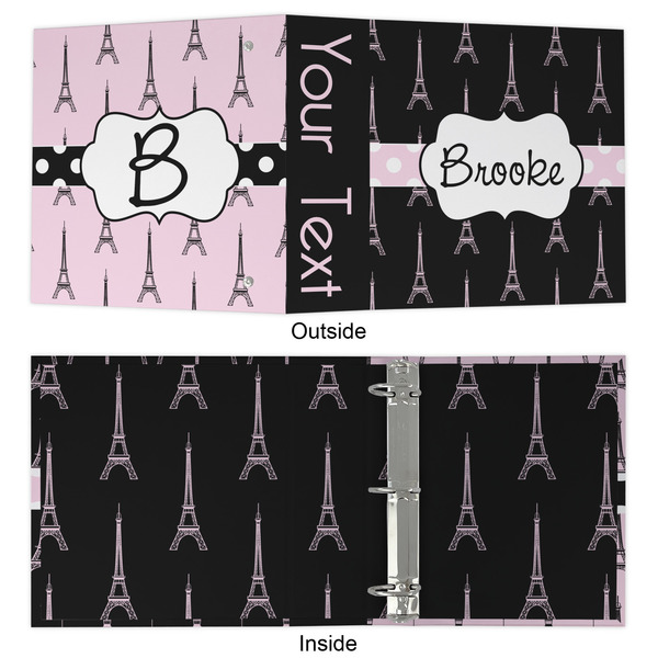 Black Eiffel Tower 3 Ring Binders - Full Wrap - 2" - APPROVAL
