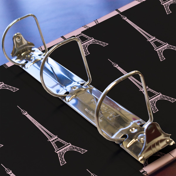 Black Eiffel Tower 3 Ring Binders - Full Wrap - 2" - DETAIL
