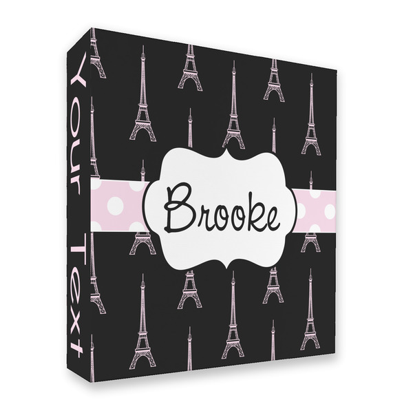 Custom Black Eiffel Tower 3 Ring Binder - Full Wrap - 2" (Personalized)