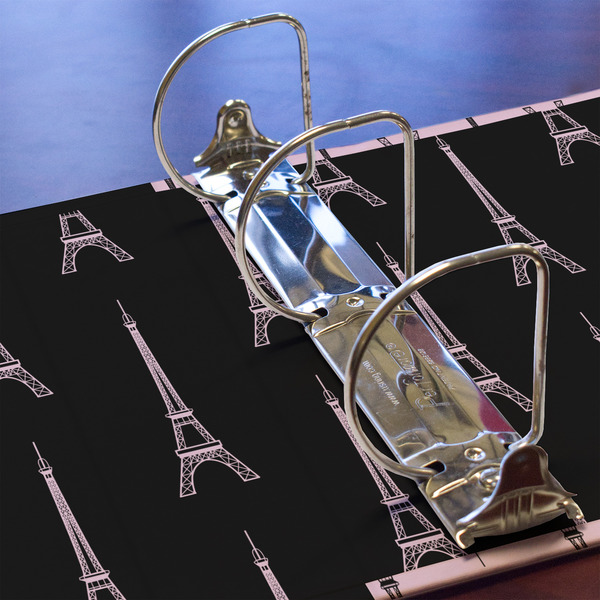 Black Eiffel Tower 3 Ring Binders - Full Wrap - 3" - DETAIL