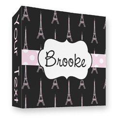 Black Eiffel Tower 3 Ring Binder - Full Wrap - 3" (Personalized)