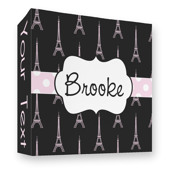 Custom Black Eiffel Tower 3 Ring Binder - Full Wrap - 3" (Personalized)