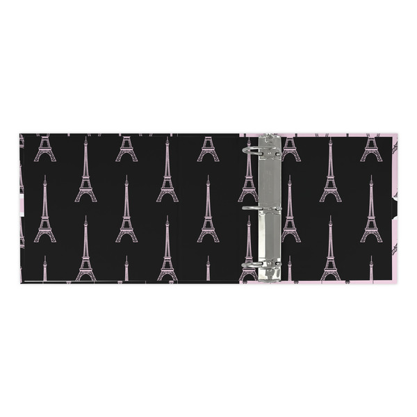 Black Eiffel Tower 3 Ring Binders - Full Wrap - 3" - OPEN INSIDE