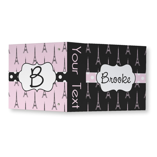 Black Eiffel Tower 3 Ring Binders - Full Wrap - 3" - OPEN OUTSIDE
