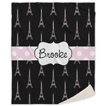 Black Eiffel Tower Sherpa Throw Blanket (Personalized)