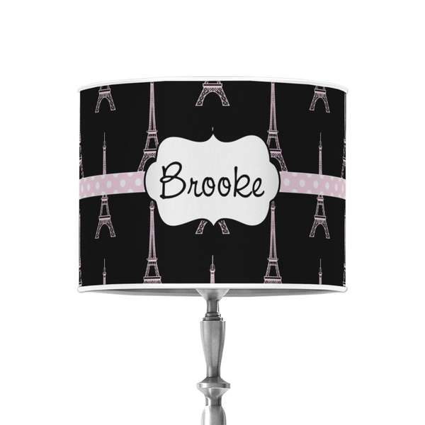 Custom Black Eiffel Tower 8" Drum Lamp Shade - Poly-film (Personalized)
