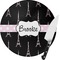 Black Eiffel Tower Round Glass Cutting Board - Small (Personalized)