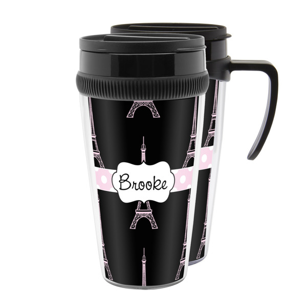 Custom Black Eiffel Tower Acrylic Travel Mug (Personalized)