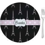 Black Eiffel Tower Glass Appetizer / Dessert Plate 8" (Personalized)